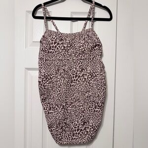 NWT Leopard Print Spaghetti Strap Swim Top - Mauve & Cream
